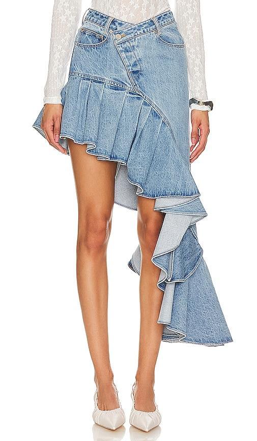 Asymmetric Frill Denim Skirt Product Image