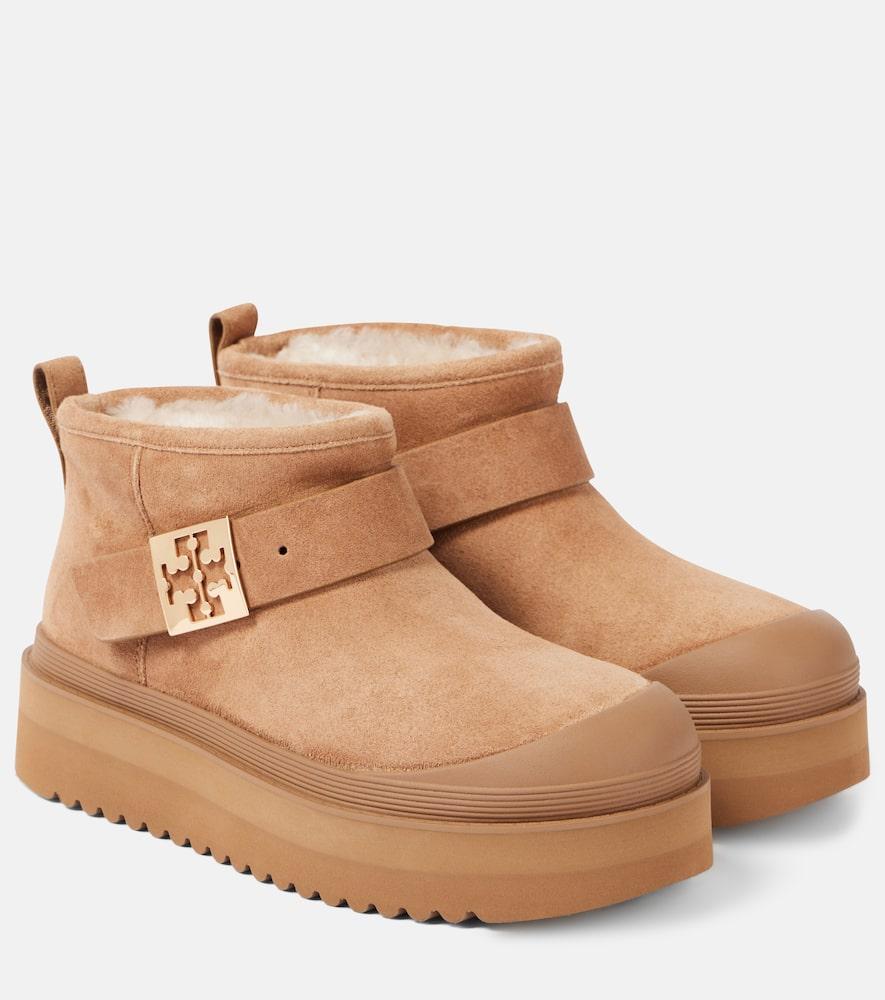 TORY BURCH Mellow Shearling Platform Boots Light Chestnut/gold Product Image