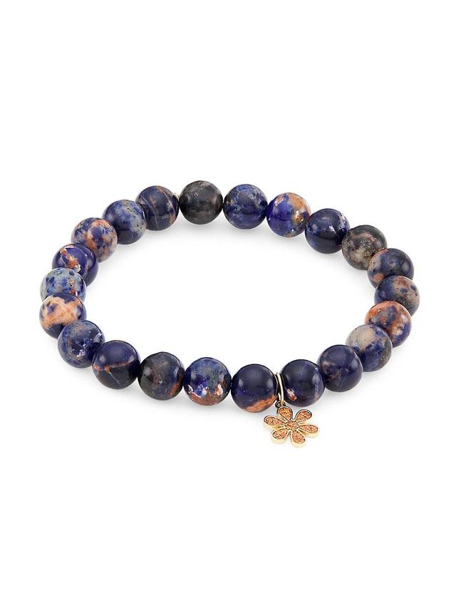 Womens 14K Yellow Gold, Opal, & Sapphire Beaded Stretch Bracelet Product Image