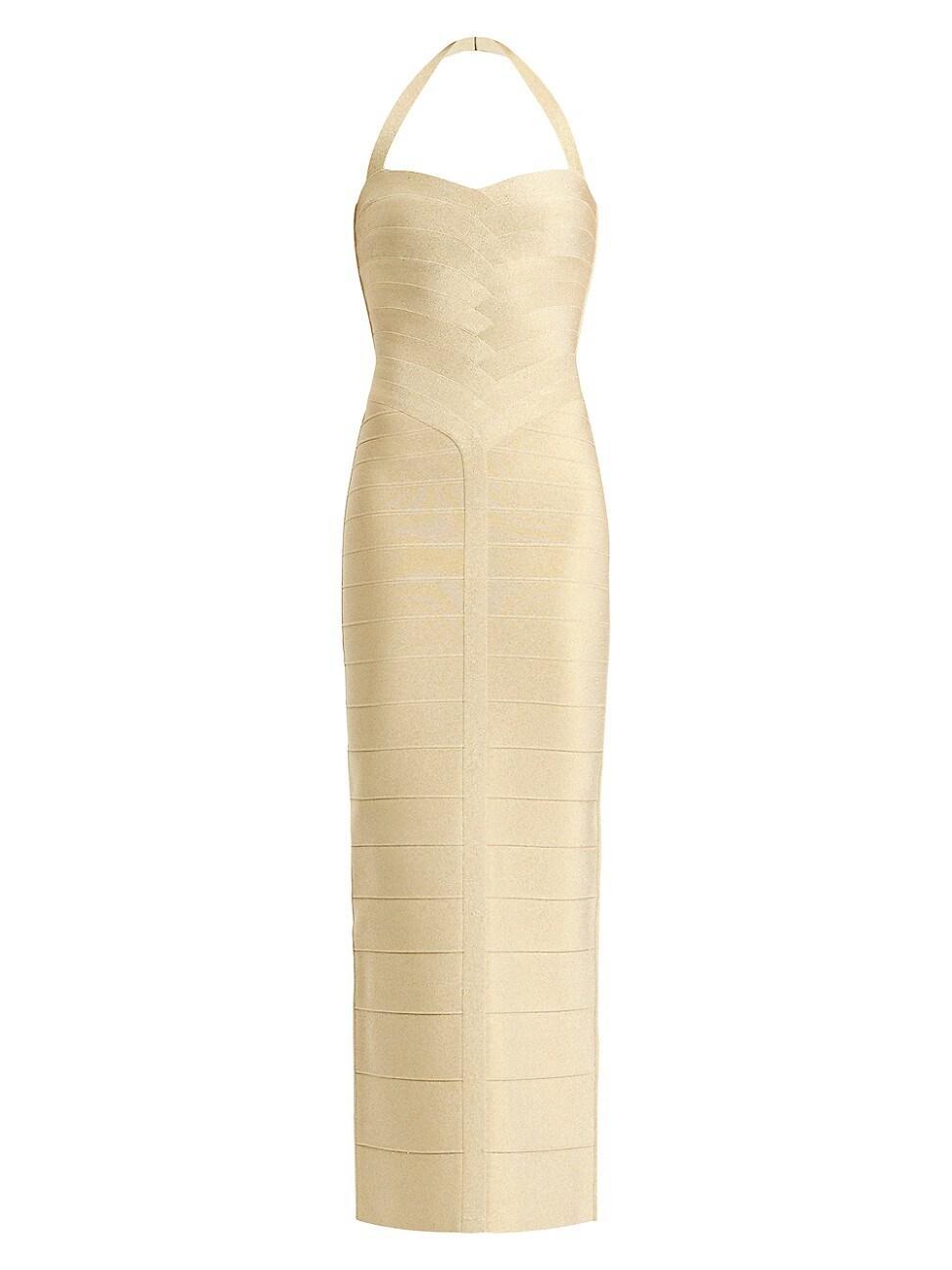 Womens Iris Metallic Bandage Halter Gown product image