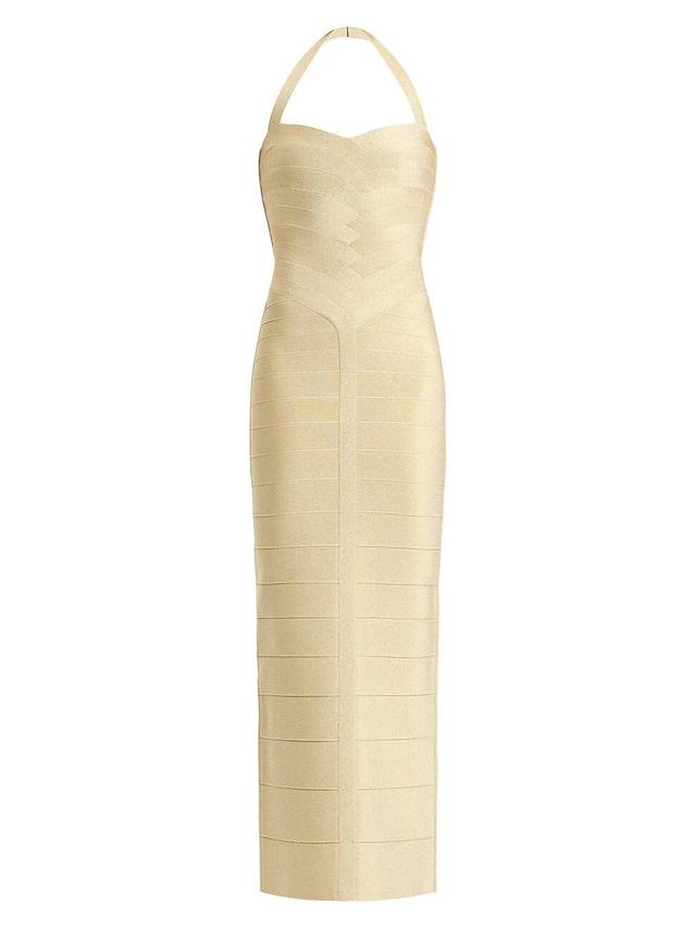 Womens Iris Metallic Bandage Halter Gown Product Image