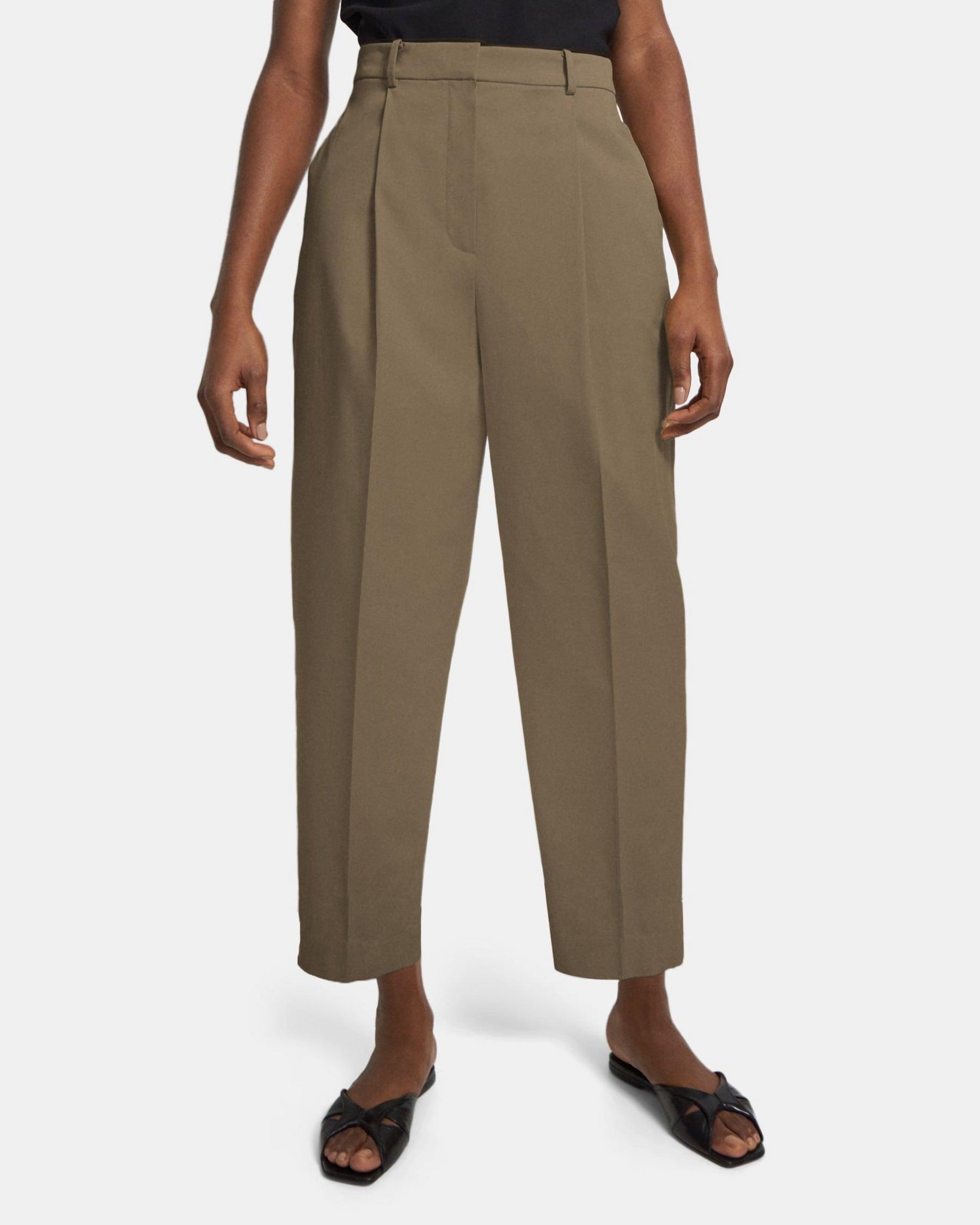 Pleated Carrot Pant in Stretch Cotton Twill Product Image