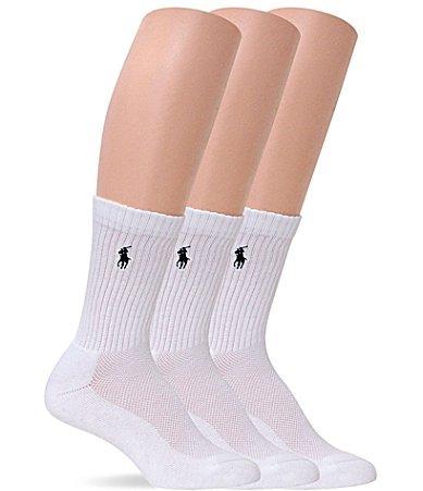 Polo Ralph Lauren Womens Cushion Sole Mesh Top Sport Crew Socks 3 Pack Product Image