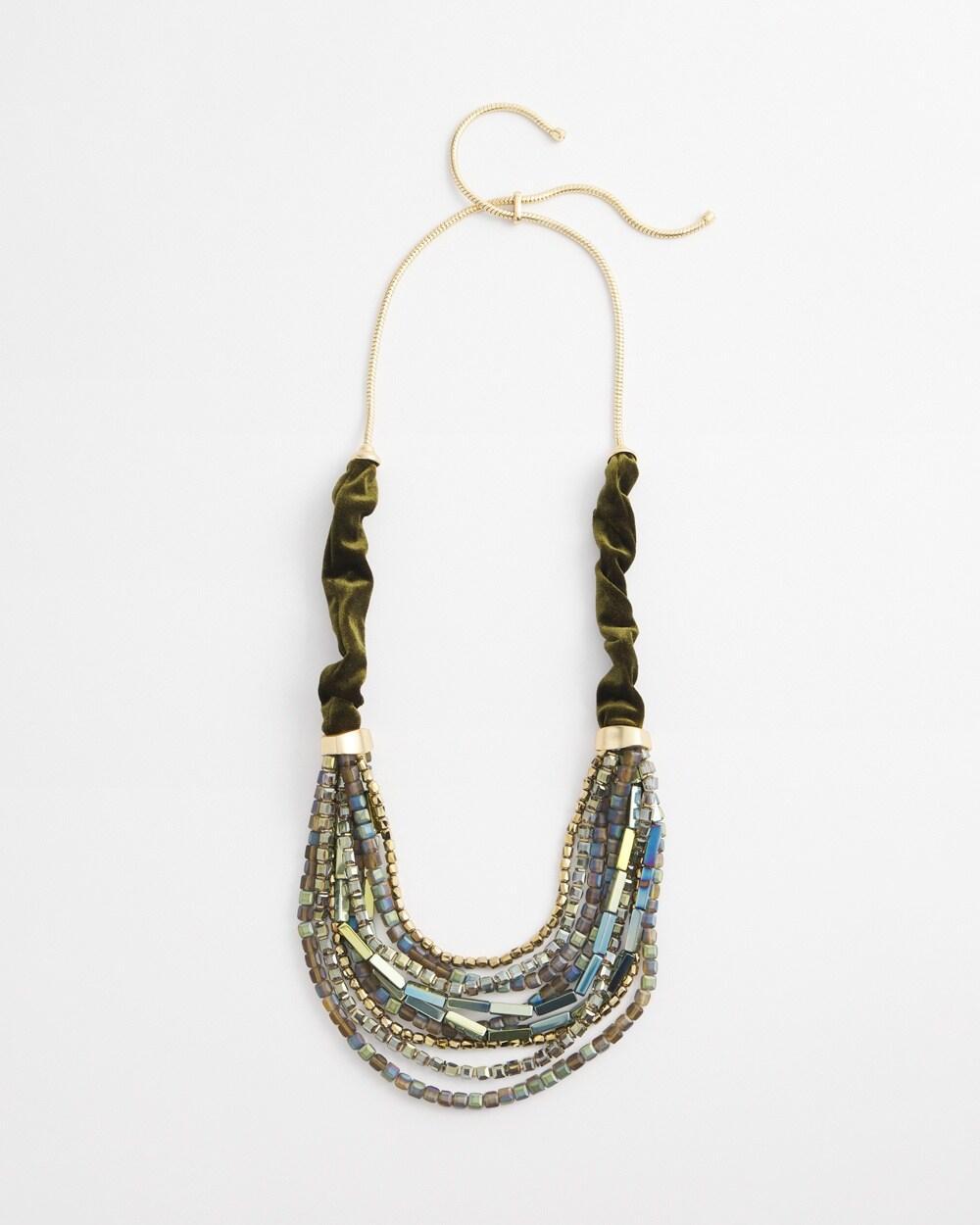 Velvet Beaded Statement Necklace Product Image