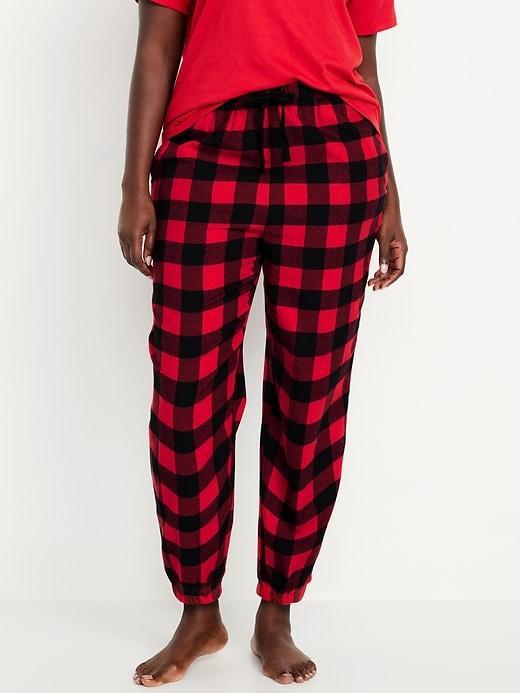 High-Waisted Flannel Pajama Joggers Product Image