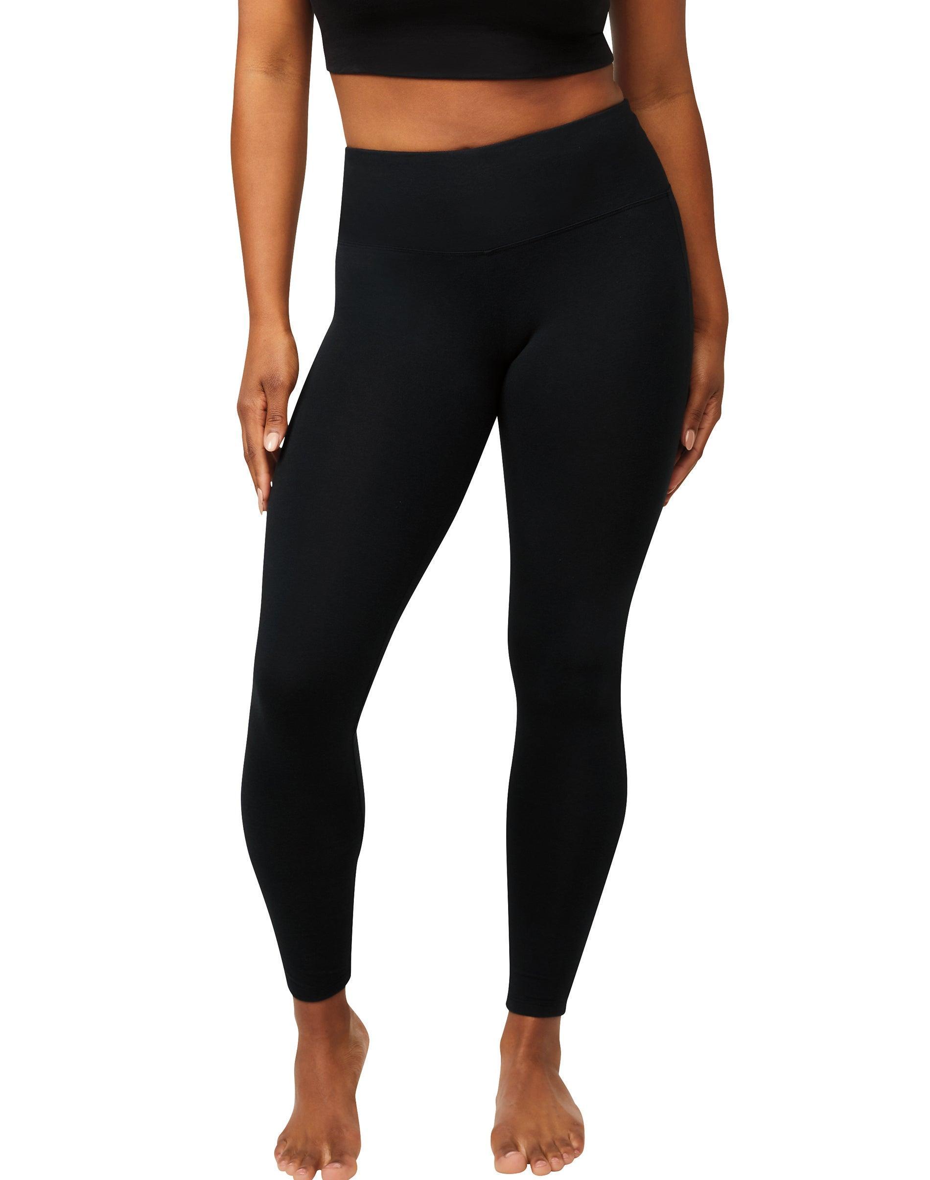 Hanes EcoSmart Womens High-Waist Slim Straight Cotton Blend Shaping Leggings - Black Product Image