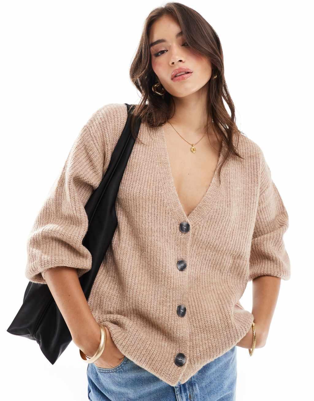 Cotton On oversized cardigan in camel Product Image