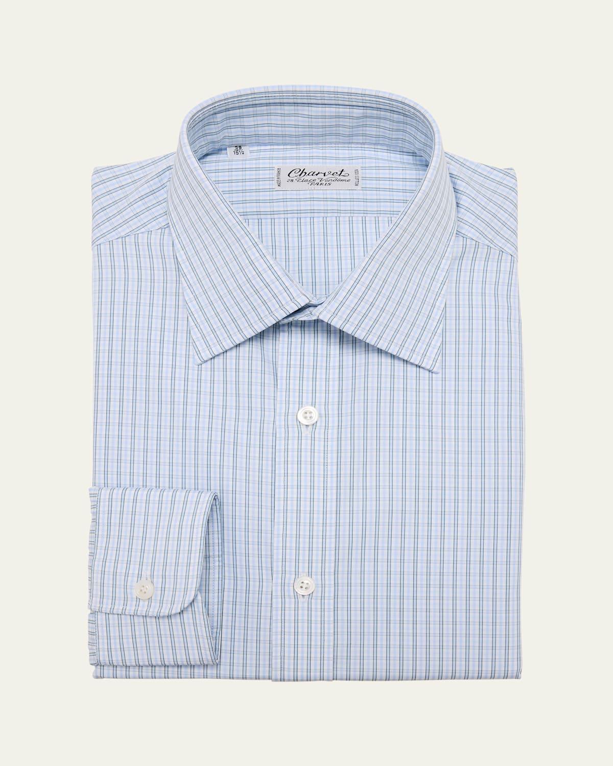 Mens Cotton Graph Check Dress Shirt Product Image