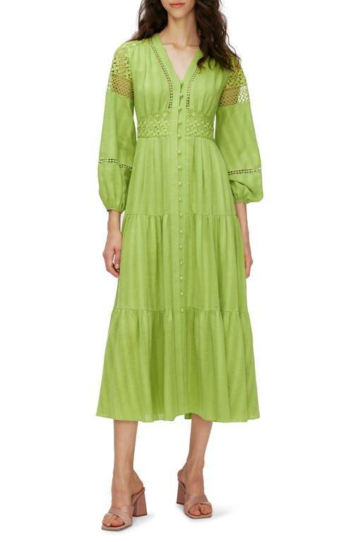 Diane von Furstenberg Gigi Lace Inset Cotton Midi Shirtdress Product Image