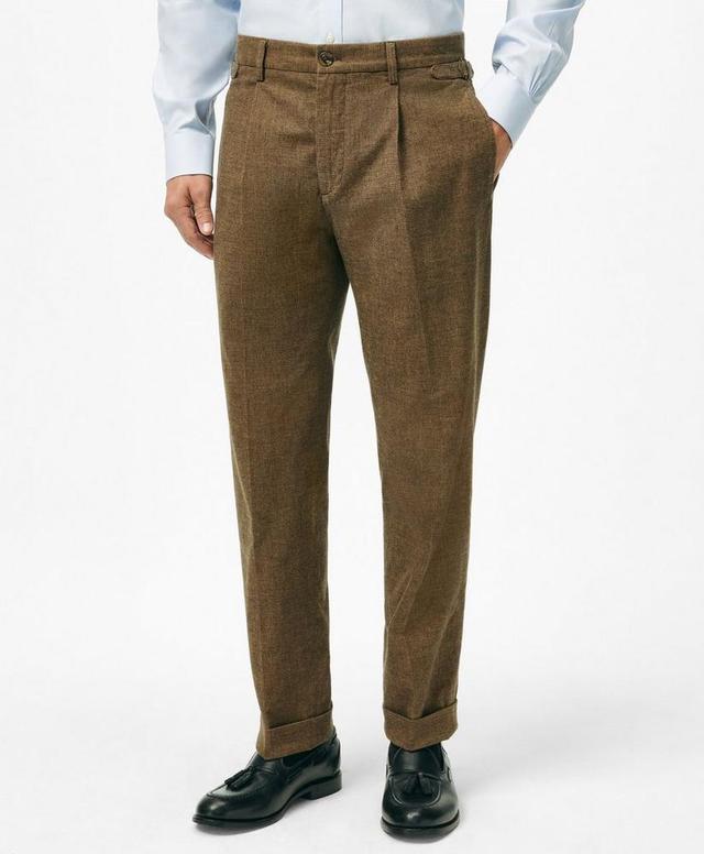 Pleated Side-Tab Pants in Mini-Houndstooth Cotton Blend Product Image