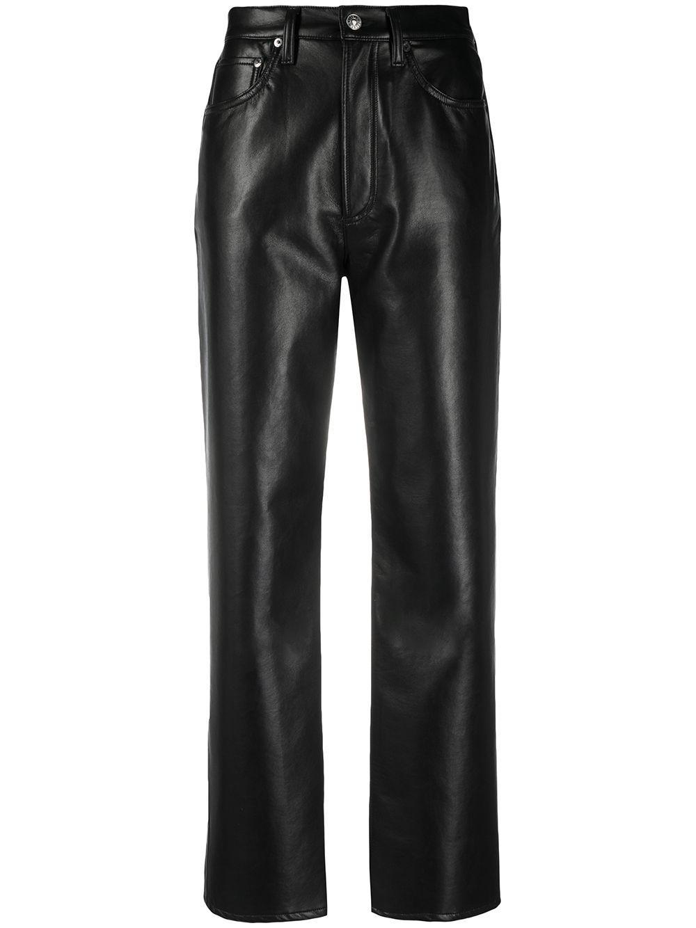 high-waisted leather trousers Product Image