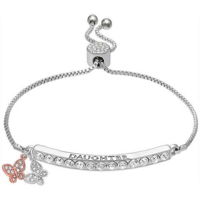 Brilliance Crystal Daughter Adjustable Bracelet with Butterfly Charms, Womens Two Tone Product Image