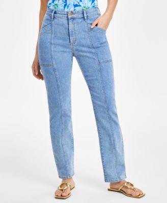 I.n.c. International Concepts Womens High-Rise Seamed Straight-Leg Jeans, Created for Macys Product Image