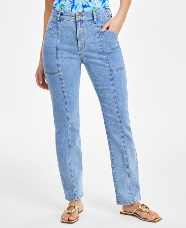 I.n.c. International Concepts Womens High-Rise Seamed Straight-Leg Jeans, Created for Macys Product Image