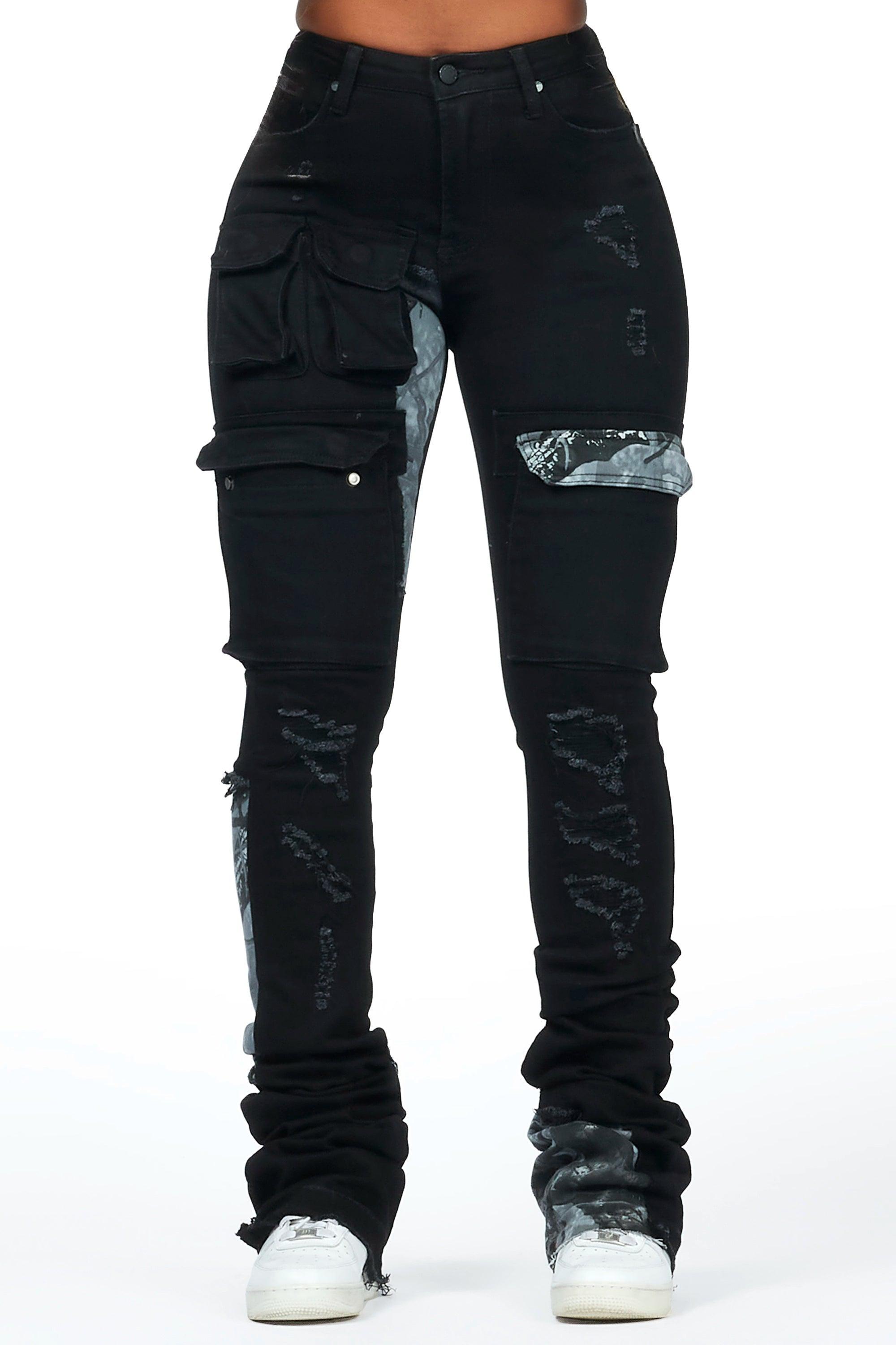 Teresa Black Super Stacked Jean Female Product Image