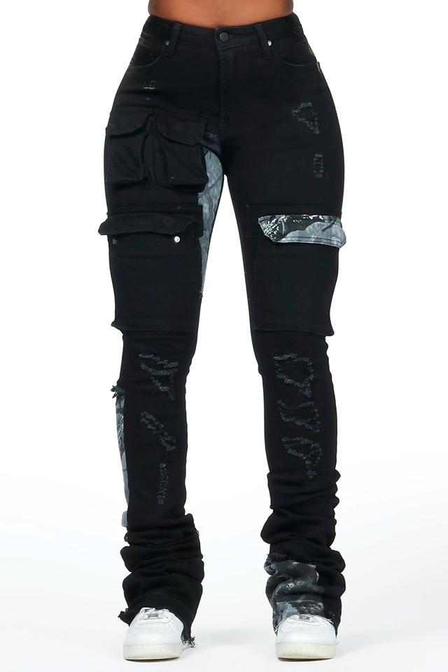 Teresa Black Super Stacked Jean Female Product Image