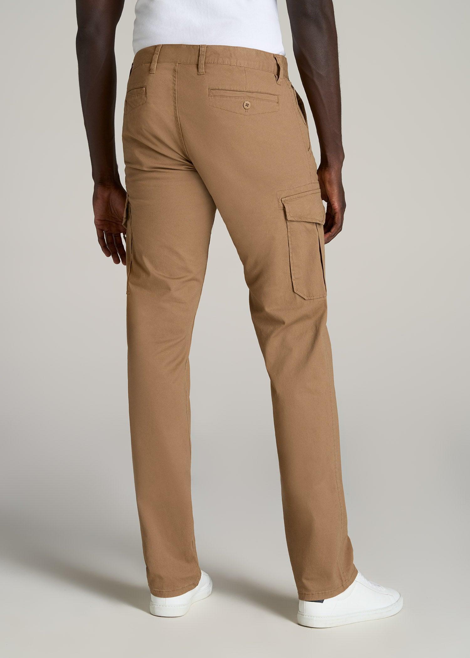 Stretch Twill Cargo Pants for Tall Men in Russet Brown Product Image