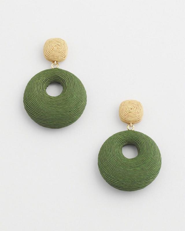 No Droop Green Raffia Drop Earrings   Chico's - Green - Women Product Image