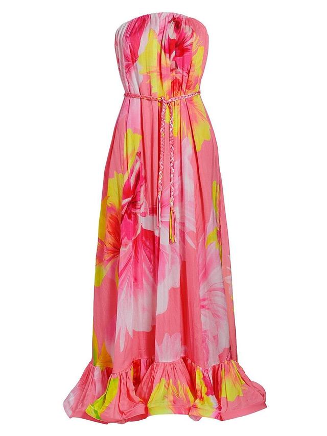 Womens Strapless Floral Maxi Dress Product Image