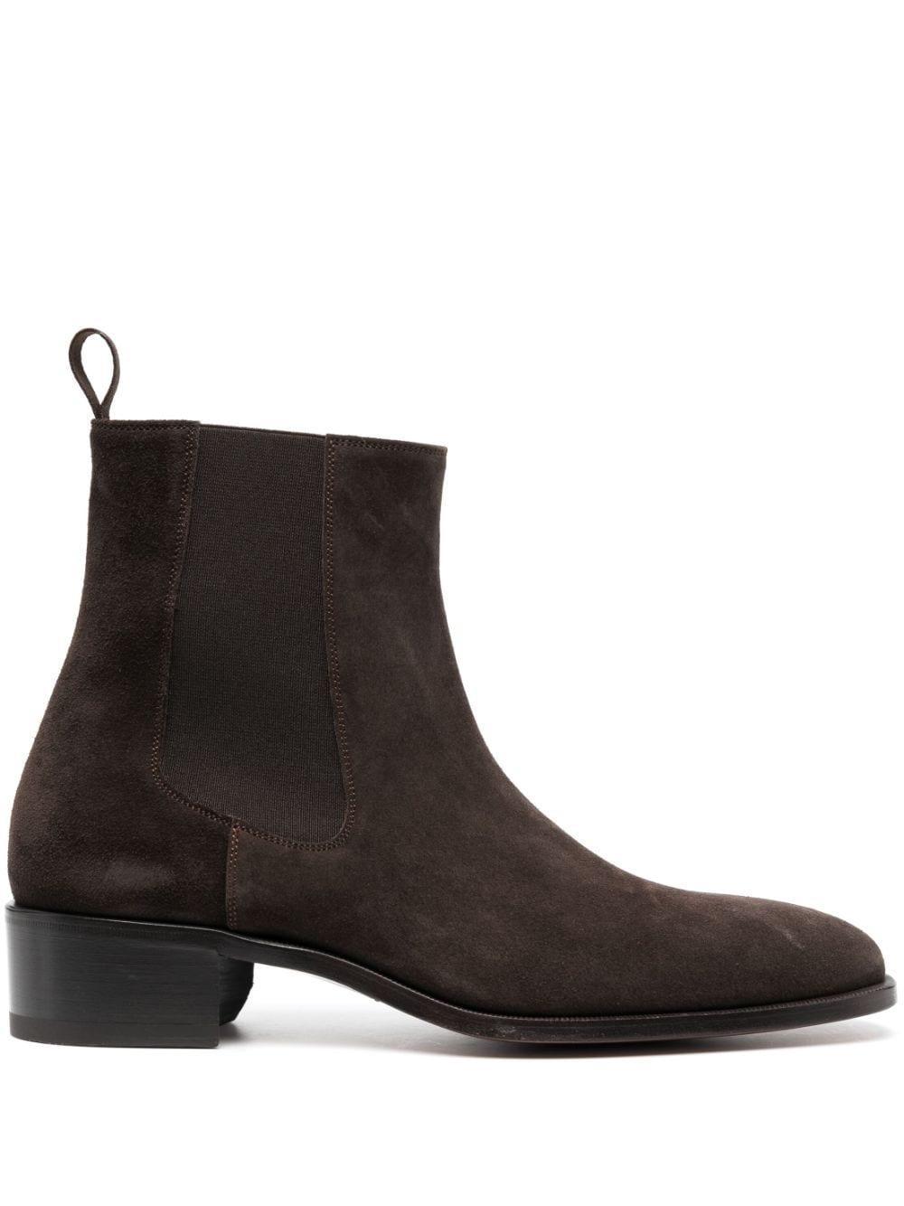 Men's Alec Suede Ankle Chelsea Boots In Brown Product Image