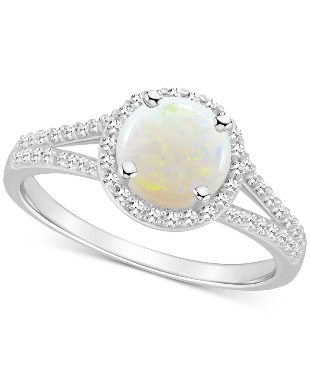 Celebration Gems Sterling Silver 7 mm Round Gemstone and 1/4 Carat T.W. Diamond Split Shank Ring, Womens White Product Image