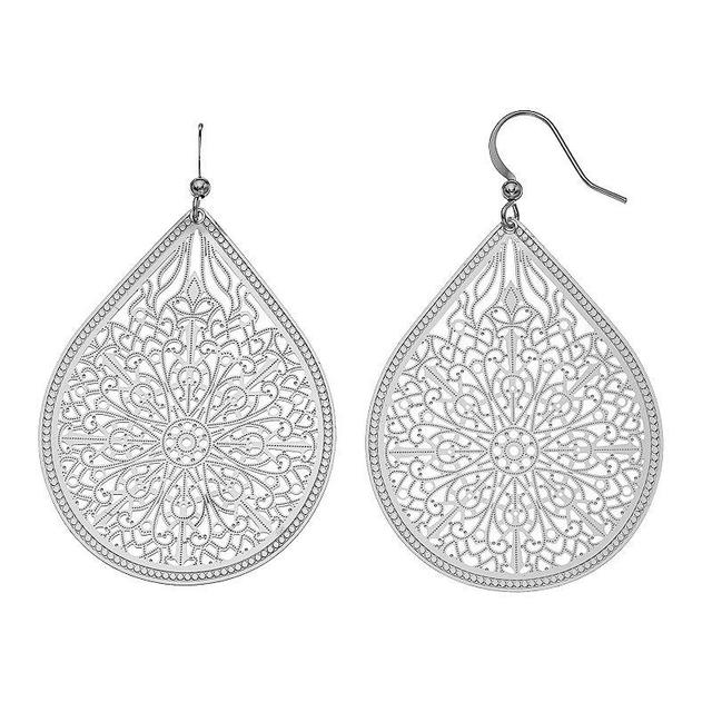 Sonoma Goods For Life Filigree Teardrop Earrings, Womens, Silver Tone Product Image