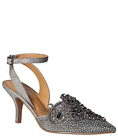 J. Renee Desdemona Dotted Rhinestone Ankle Strap Pumps Product Image