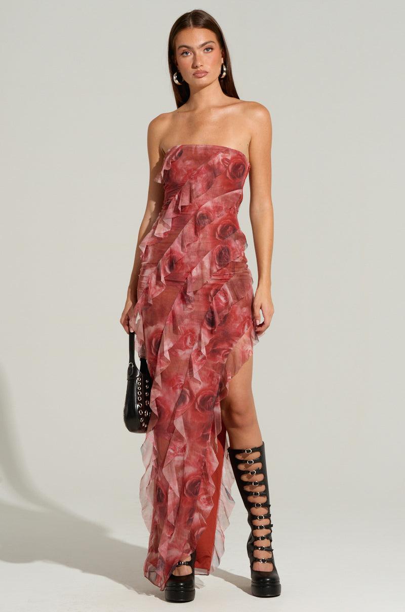 JUST A DREAM FLORAL MESH MAXI DRESS Product Image