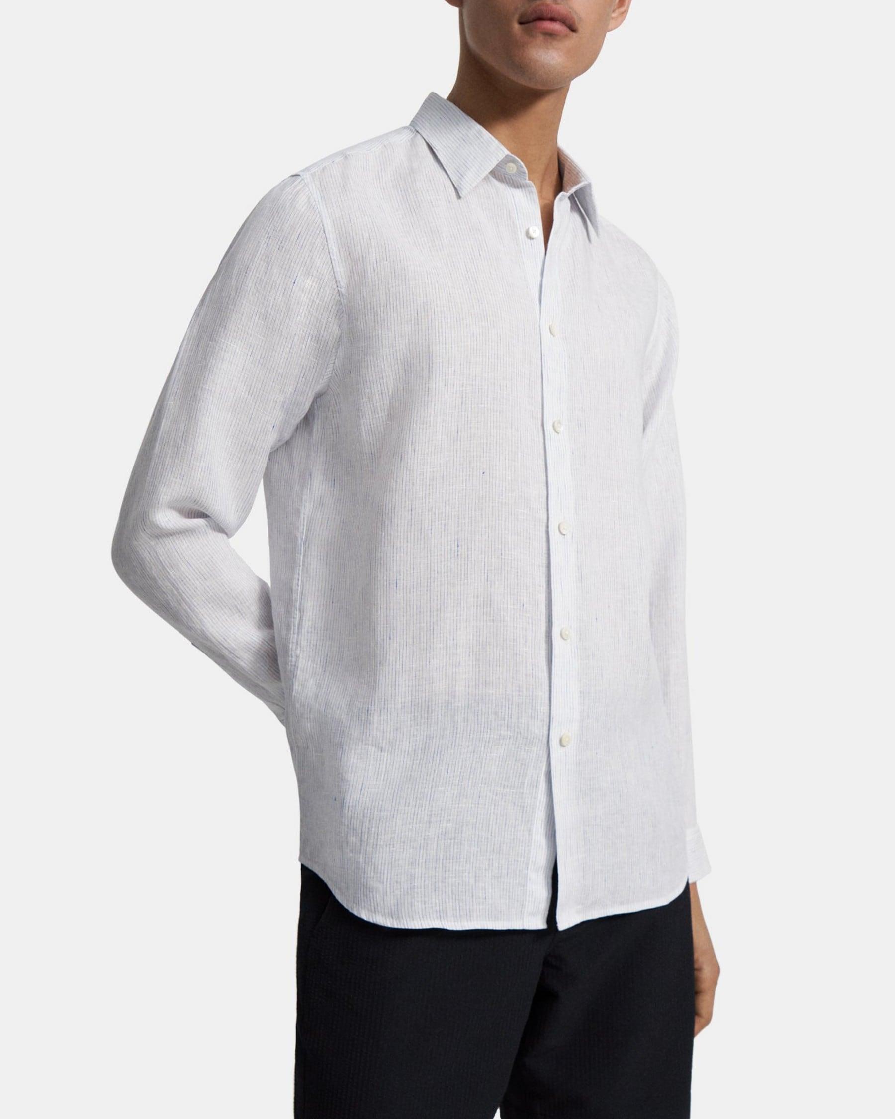 Standard-Fit Shirt in Striped Linen Product Image