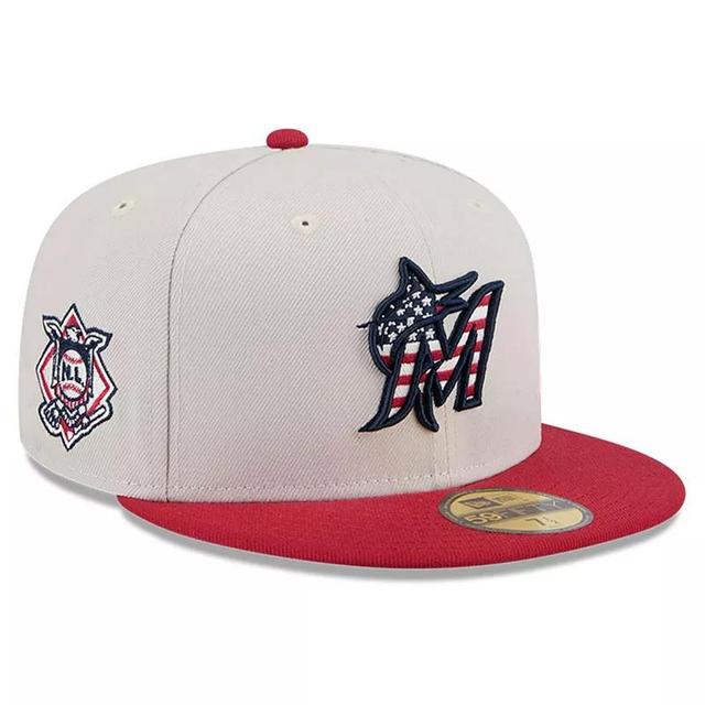 New Era Mens Red Miami Marlins 2024 Fourth of July 59FIFTY Fitted Hat Product Image