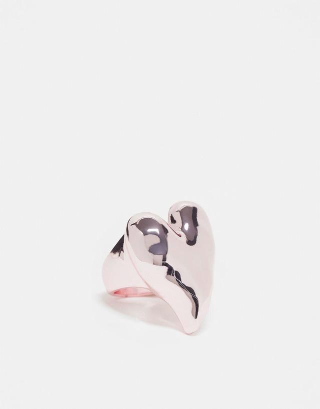 Monki signet heart ring in pink Product Image