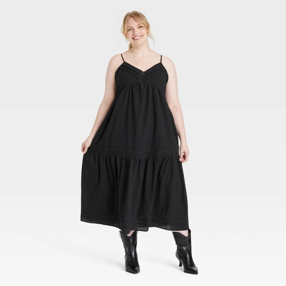 Womens Tiered Maxi A-Line Dress - Universal Thread Black XXL Product Image