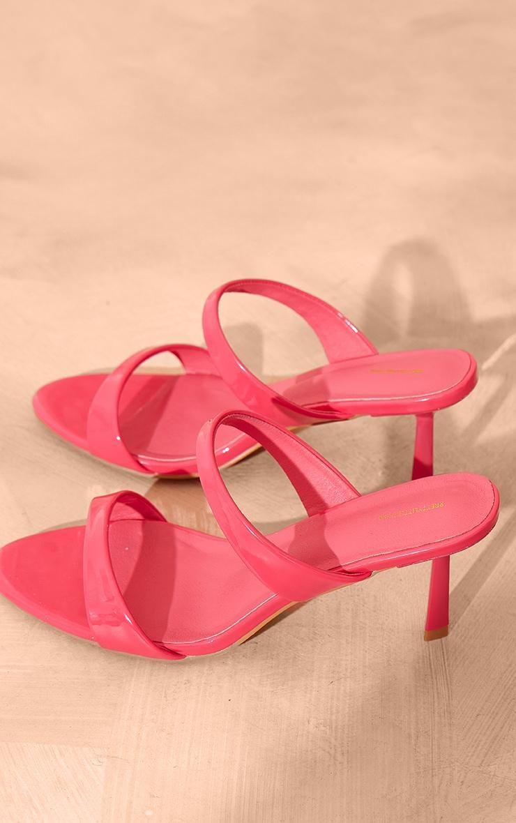 Pink Patent Pu Round Toe Mid Heeled Mules Product Image