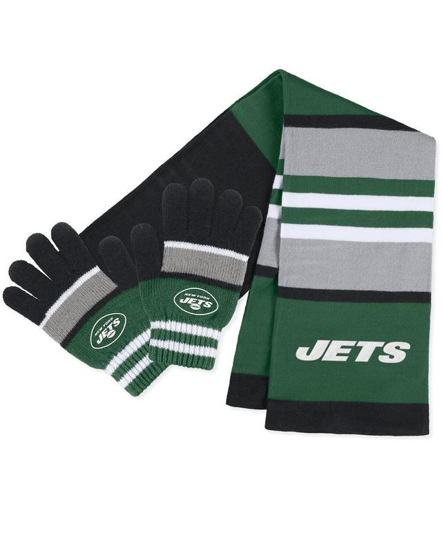 Womens Wear by Erin Andrews New York Jets Stripe Glove and Scarf Set Product Image