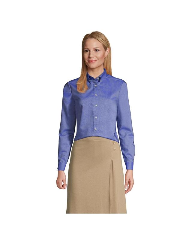 Womens Lands End Long Sleeve Oxford Dress Shirt Product Image