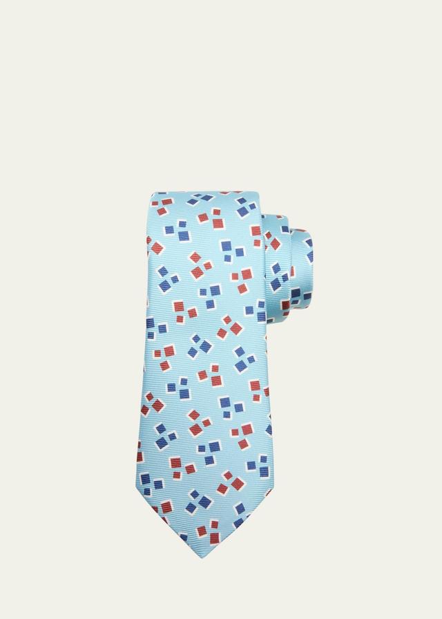 Mens Silk Mini Square-Print Tie Product Image