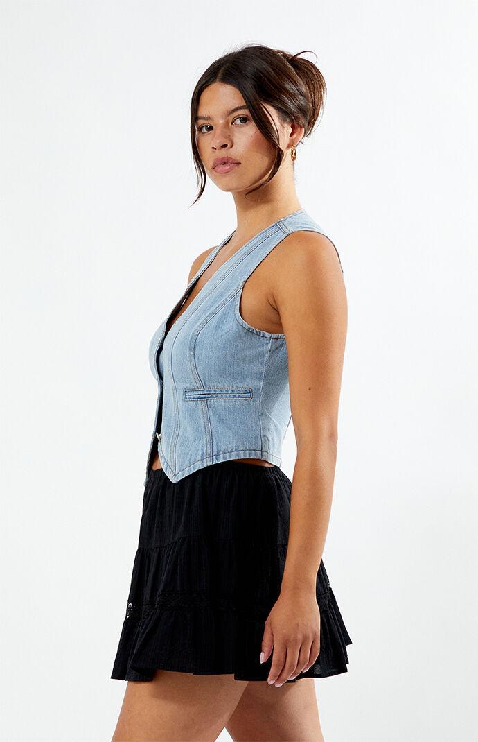 Women's Cropped Denim Vest Product Image