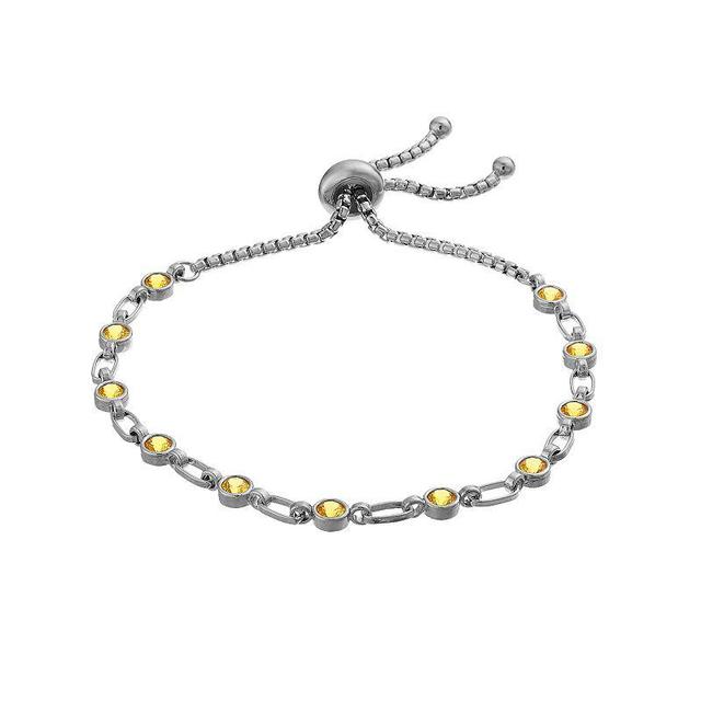 Kristen Kesho Sterling Silver Lab-Created Yellow Sapphire Tennis Adjustable Bolo Bracelet, Womens Grey Product Image