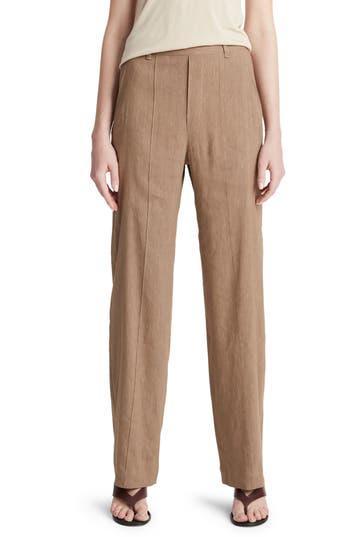 High-waist Pull-on Linen-blend Trousers In Shale Product Image