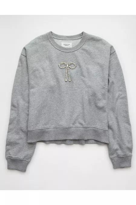 AE Embellished Cropped Crew Neck Sweatshirt Women's Product Image