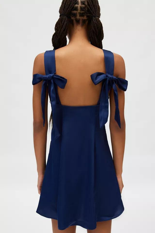 UO Bri Double Bow Satin Mini Dress Product Image