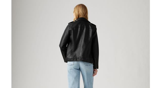 Longline Faux Leather Moto Jacket Product Image