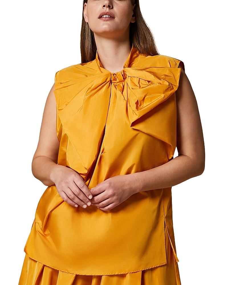 Plus Size Finish Bow-Front Taffeta Top Product Image