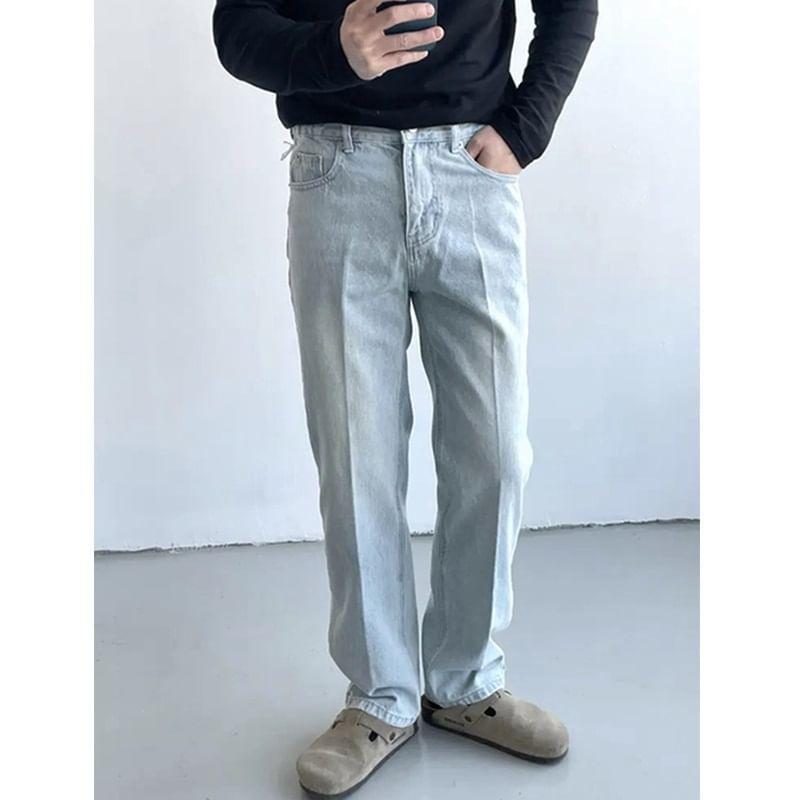 Mid Rise Washed Straight Leg Jeans Product Image