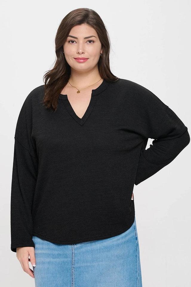 Notch Neck Knit Top Product Image