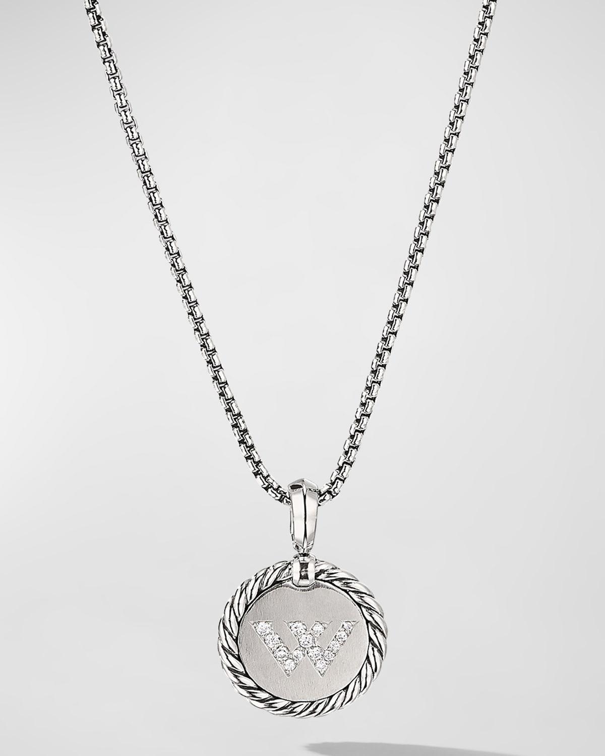 Womens M Initial Charm Necklace in Sterling Silver Product Image