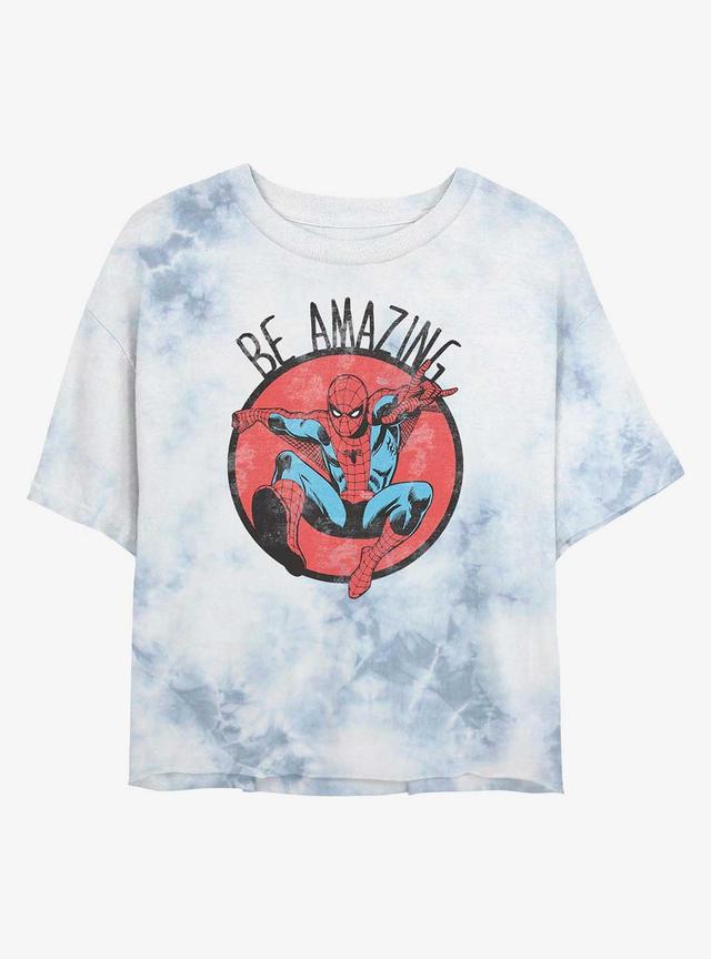 Marvel Spider-Man Be Amazing Tie-Dye Girls Crop T-Shirt Product Image