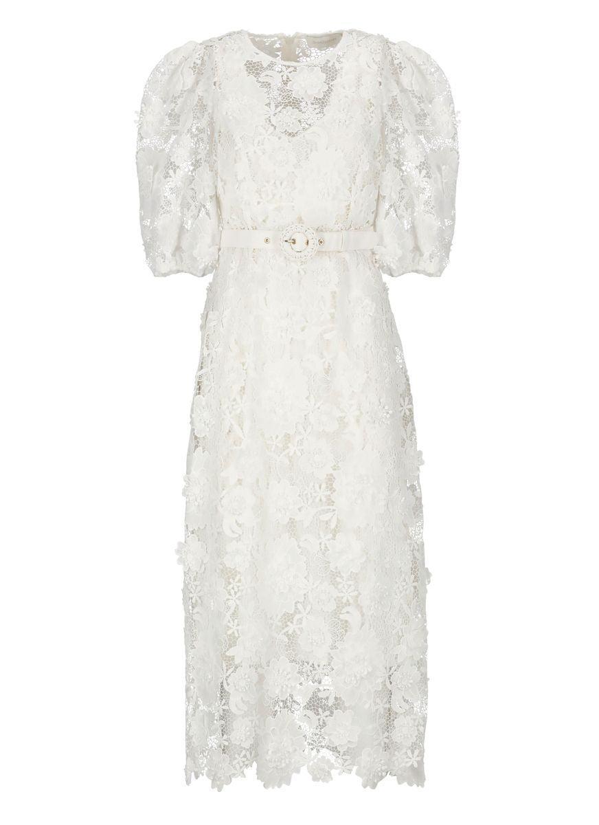 ZIMMERMANN Halliday Lace Flower Dress In Ivory Product Image