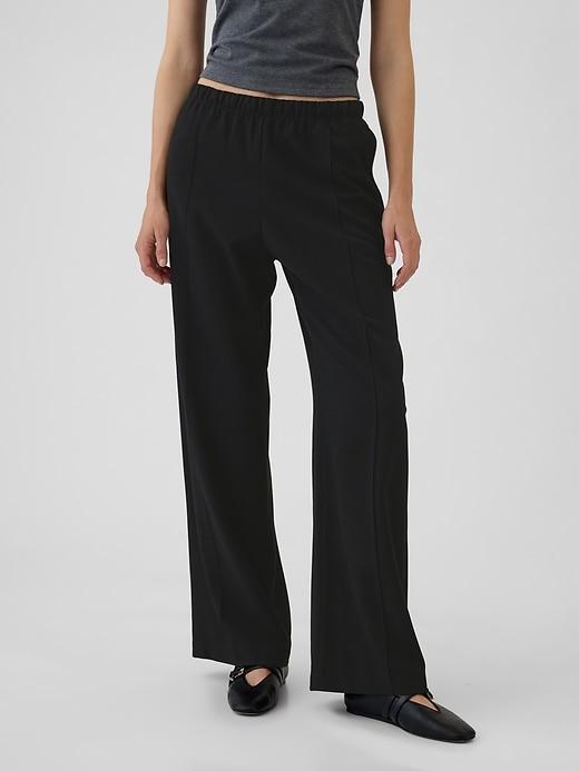 Wide-Leg Seamed Pull-On Pants Product Image