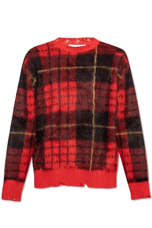 Check Pattern Distressed Jumper In Red Product Image